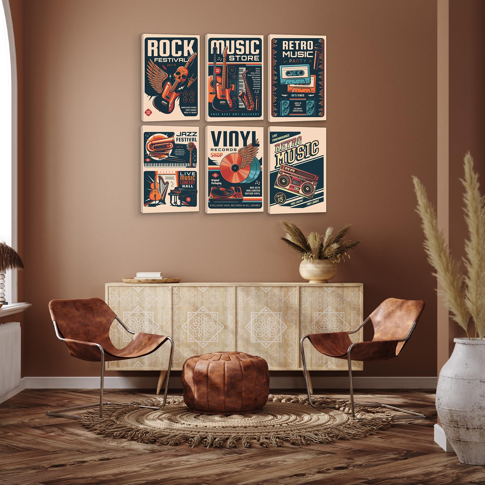 Amazon.com: HoozGee Framed Retro Music Wall Art Prints Built-in